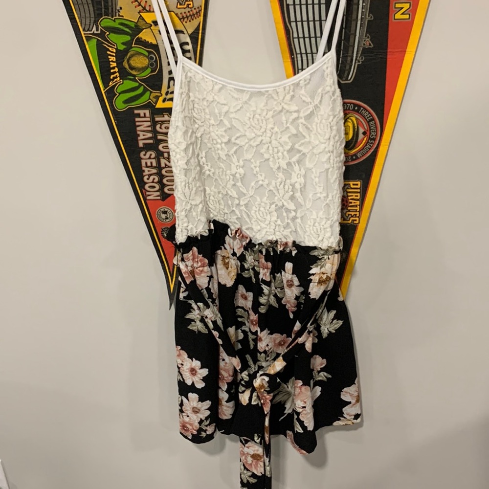 Black and White Floral Romper